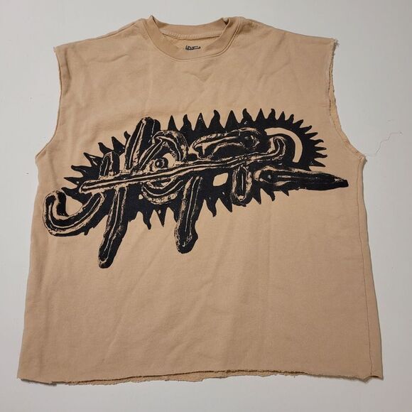 NEW TRAVIS SCOTT UTOPIA MUSCLE SWEATSHIRT TAN BLACK SHIRT L LARGE NWOT NO TAGS - Picture 1 of 7